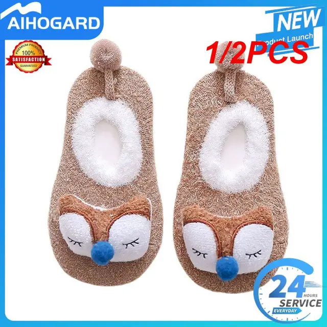 1/2PCS Unisex Baby Shoes Anti-Slip Cute Cartoon Toddler Socks First Walkers For Baby Kid Anti-slip Booties Soft Rubber Sole 1