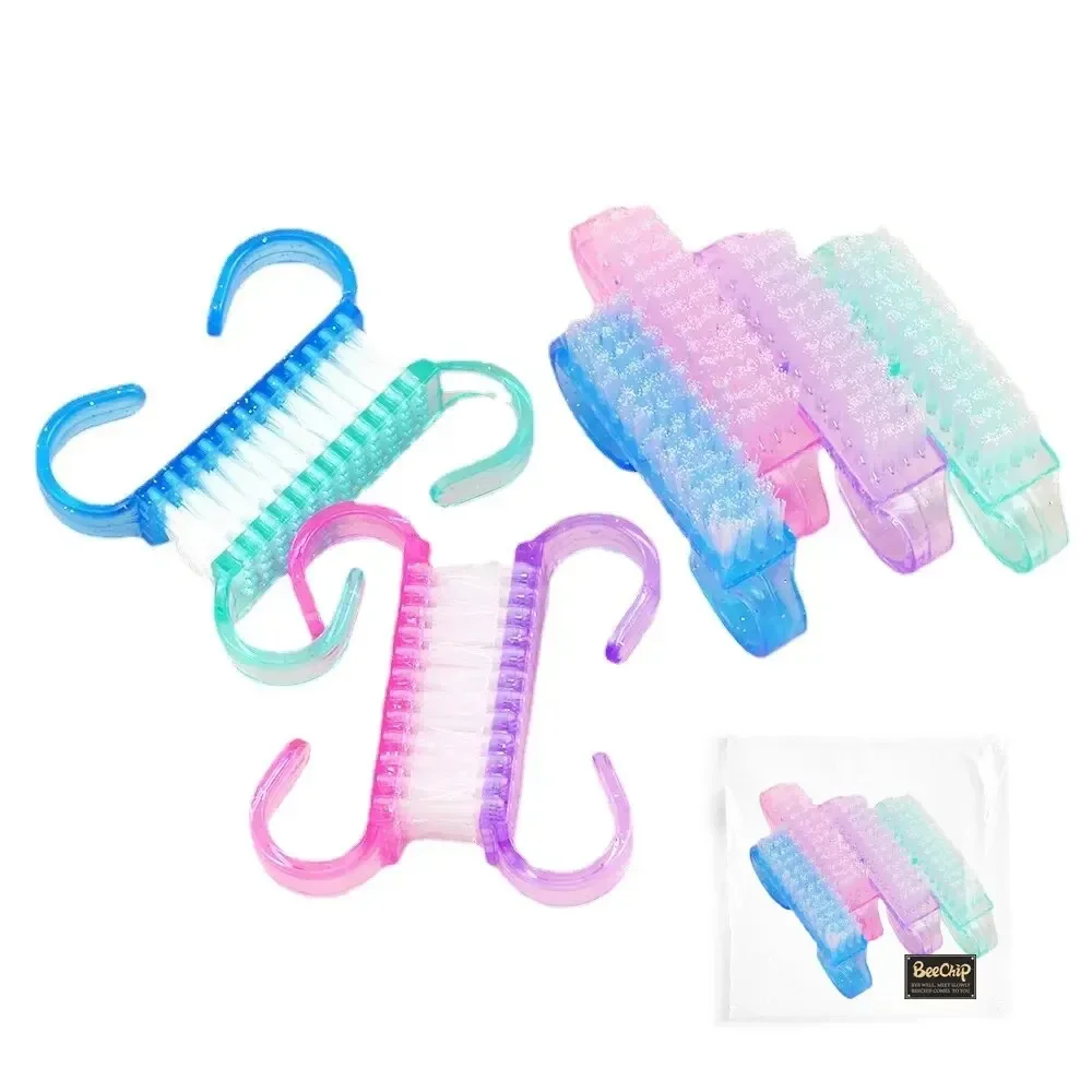 10 Pcs/Lot Acrylic Nail Brush 4 Color Nail Art Manicure Pedicure Soft Remove Dust Plastic Cleaning Nail Brushes File Tools Set