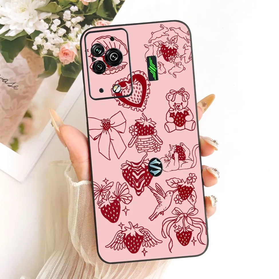 Cute Cat & Butterfly Design Silicone Case - Black Shark 5 Pro