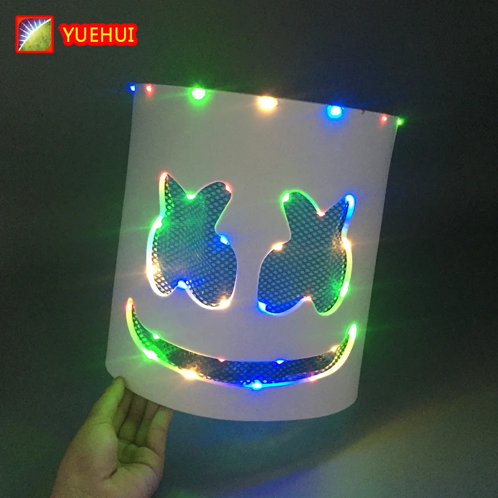 Marshmallow LED Neon Light Up Headgear Costume Cosplay DJ Characters Cosplay Headgear Role-Playing Costume Mask