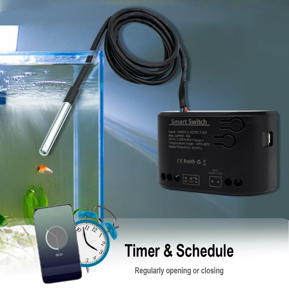 Interruttore Wi-Fi Smart Per Temperatura E Umidità - Controller Doppio Relè Con Sonda, Compatibile Con Tuya Smart Life Interruttore Wi-Fi Smart Per Temperatura E Umidità - Controller Doppio Relè Con Sonda, Compatibile Con Tuya Smart Life