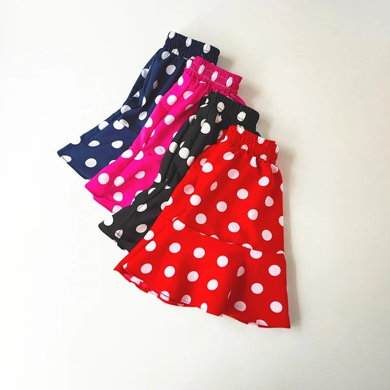 Children Skirts Ruffled Polka Dot Pleated Chiffon Summer Mini Skirt