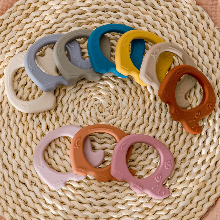 Soft BPA Free Funny Silicone Cartoon Elephant Teether Sensory Chewing Teether Toys For Baby Teething Baby Accessories