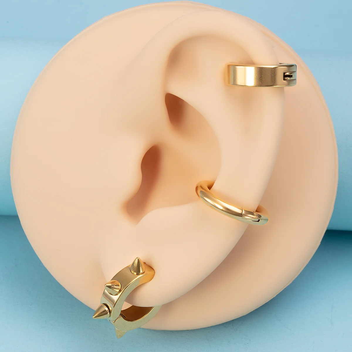 Hoop Earrings Ear Clip Earrings Clip Earrings Ear Clip Ear Accessories 1pc Spike Round Stainless Steel Fake Ear Hoops for Women Men Non-Piercing Earrings Punk Ear Clip Cuffs Fashion Earring Jewelry