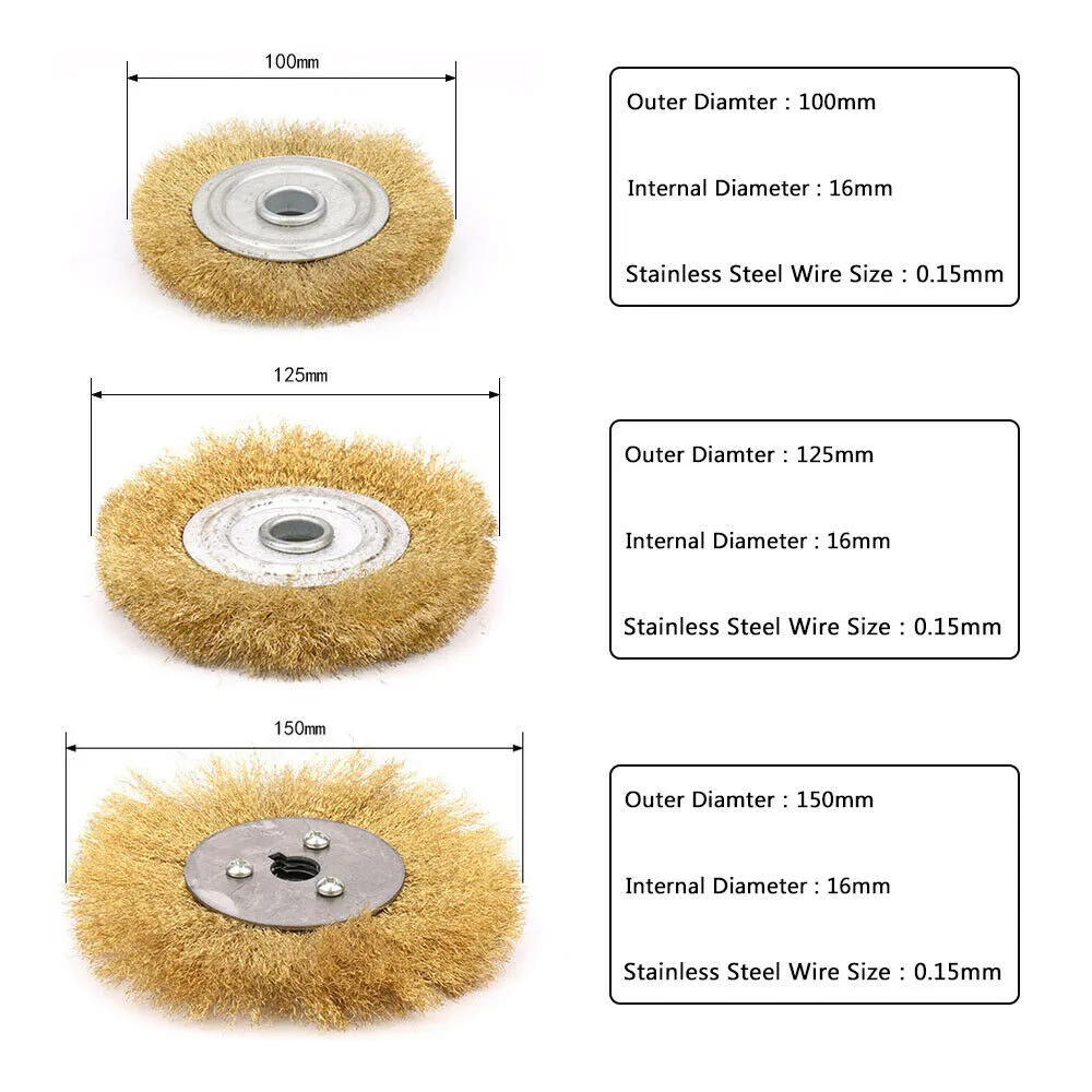 

Versatile Soft Flat Brass Copper Wire Brush Polishing Wheel Crimped Perfect for Narrow Areas (100/125/150/200/250mm)