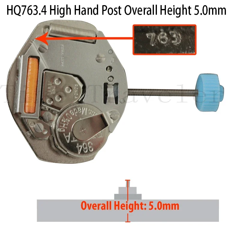

763 Movement Ronda 763 Movement 3 Hand Quartz Watch Movement HQ763.4 High Hand Post Overall Height 5.0mm