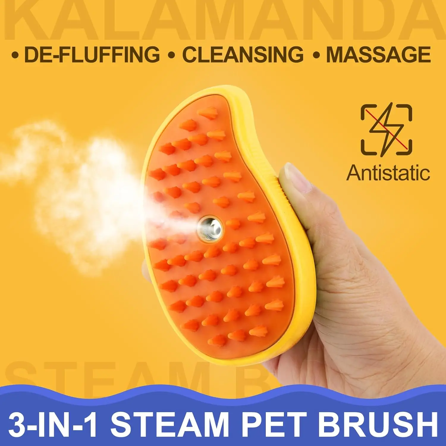 3-in-1-Dampfbürste für Katzen und Hunde: Silikon-Massagebürste zur Fellpflege und Haarreinigung._voghion.com