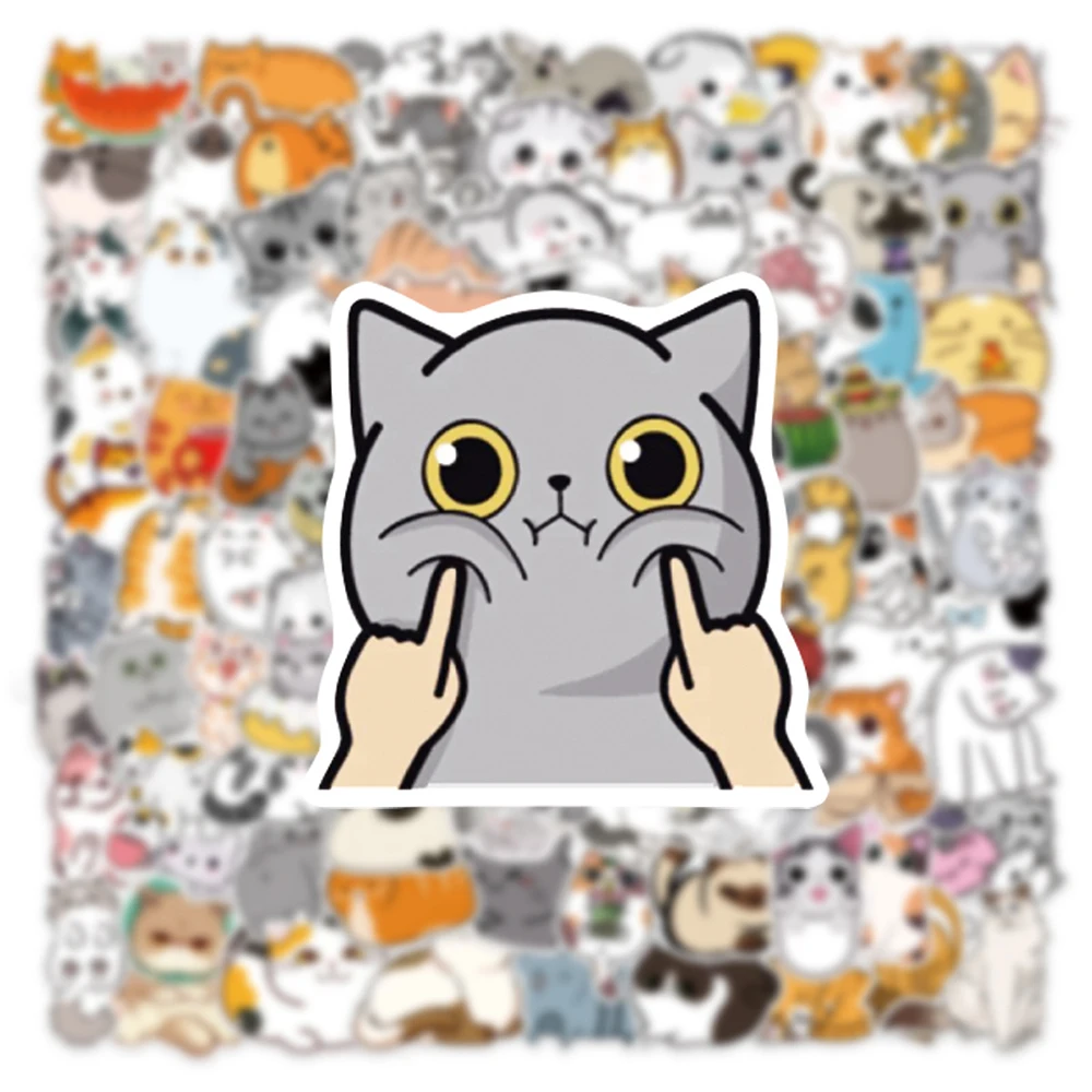 10/30/50/100pcs Cute Cat Kitty Cartoon Stickers Decals Kids Toy Laptop Phone Suitcase Notebook Guitar Fridge Decoration Sticker 10 50 pcs kawaii drinks graffiti sticker decoration bike fridge laptop table chair phone case kids toys thin waterproof stickers