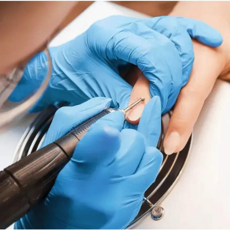 50/100PCS Blue Nitrile Gloves for Hairdressing Manicure Washing Cars Waterproof Dishwashing Kitchen Bathroom Tools Latex Free 5