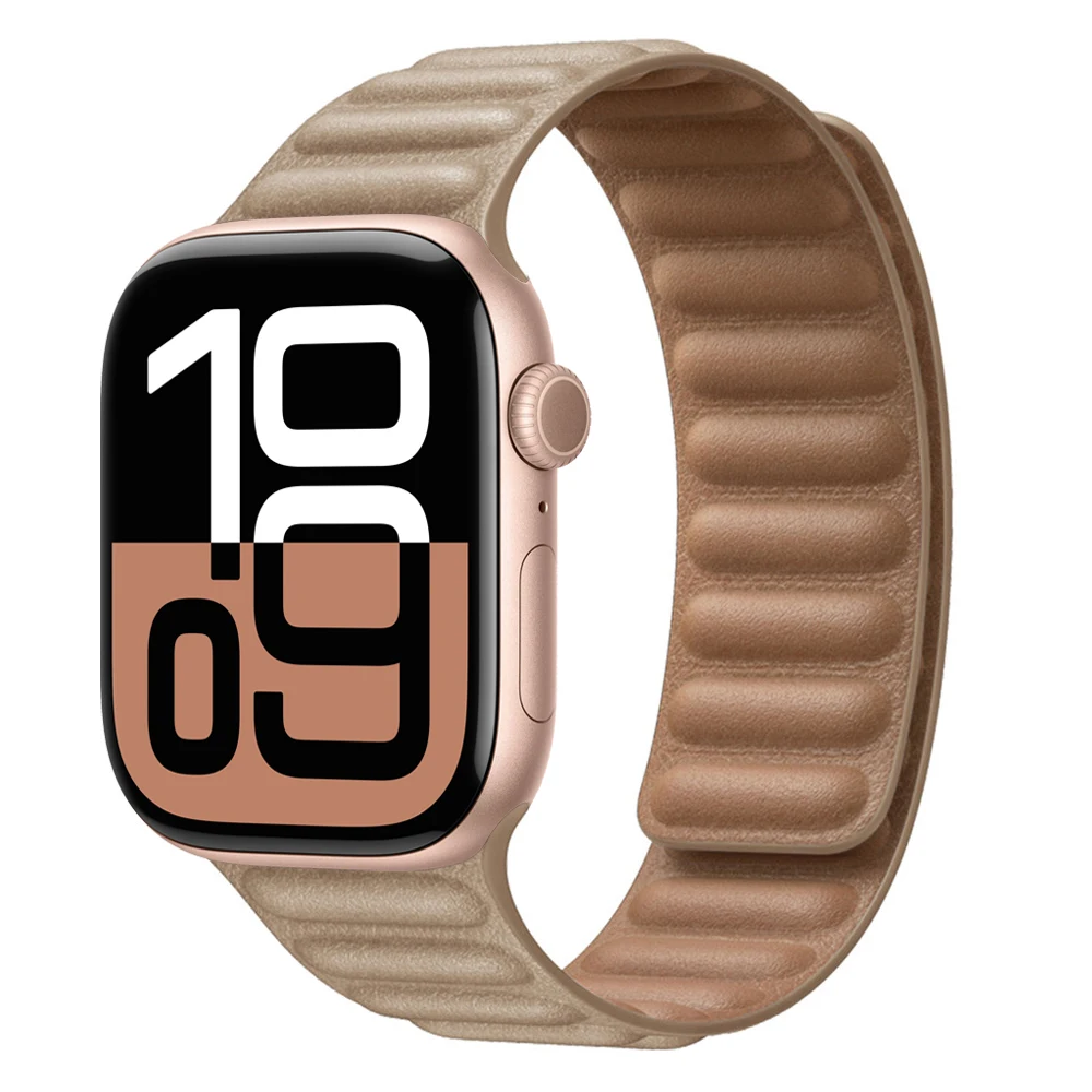 Premium Leather Magnetic Loop Watch Band Strap - Elegant Bracelet Design