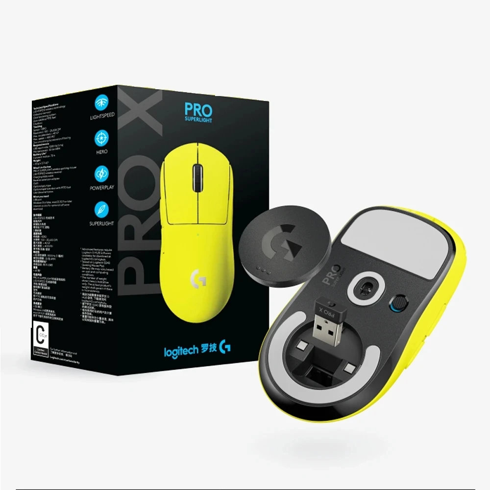 New Original Logitech G Pro X Superlight Yellow Wireless Gaming 