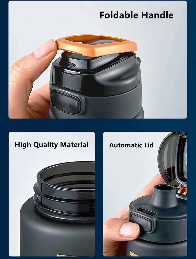 1000Ml Large Capacity Sports Fitness Graduated Straw Cup Portable Outdoor Travel Water Bottle