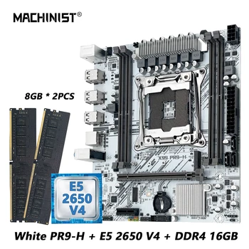 MACHINIST X99 마더보드 키트 인텔 제온 E5 2650 V4 LGA 2011-3 CPU 세트, DDR4 8GB * 2 개, 지지대 NVME m.2 화이트 X99 PR9-H