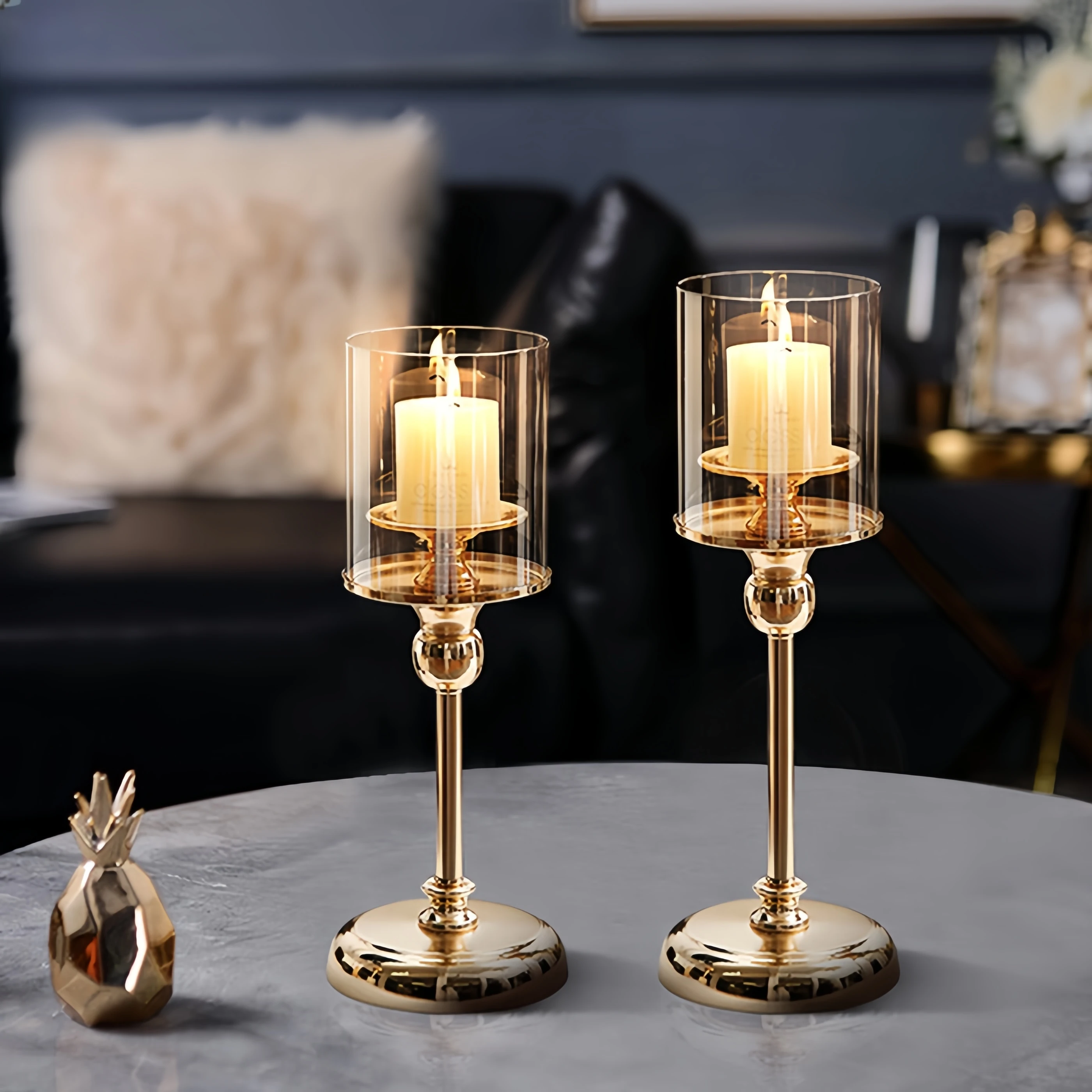Nordic Luxury Creative Hurricane Candleholder Stylish Gold Metal And Glass Candle Holder For Wedding Ornaments Home Decoration - Image 4