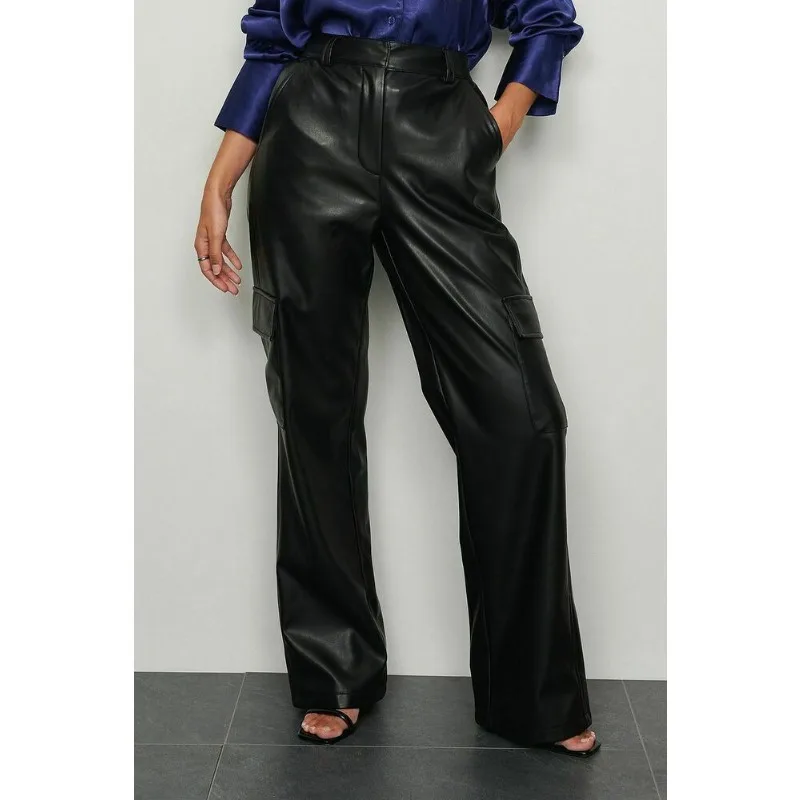 Women's Black Leather Pants 100% Pure Sheepskin Slim Fit Fashion Workwear Pants Fashion Trend