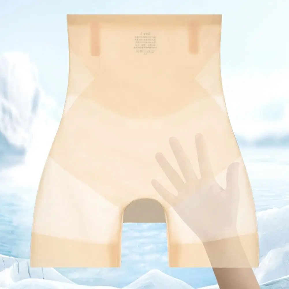 Women Ice Silk Safety Underwear Ice Silk Safety Shorts High Waist Underwear Breathable Leggings Skin-friendly