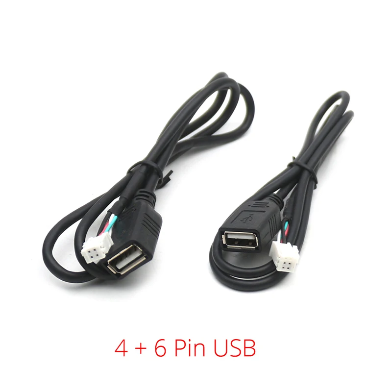 【MO】75cm 자동차 USB 케이블 어댑터 안드로이드 자동차 라디오 스테레오 커넥터용 4핀 및 6핀 USB 연장 케이블 어댑터