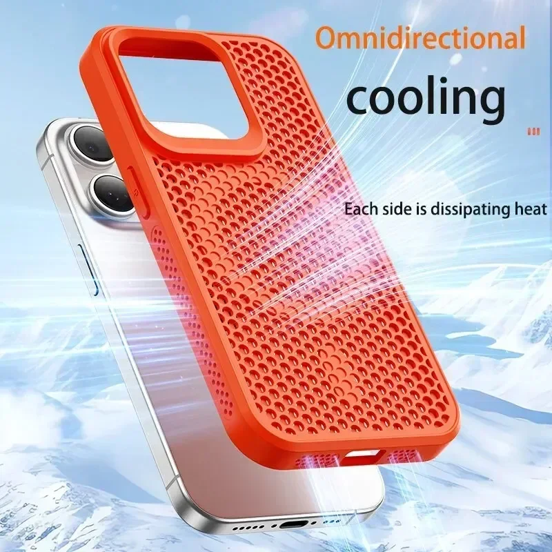 Cooling Heat Dissipation Phone Case For iPhone 17 16 15 14 13 12 Pro Max Plus Air For Magsafe Magnetic PC+TPU  Breathable Cover