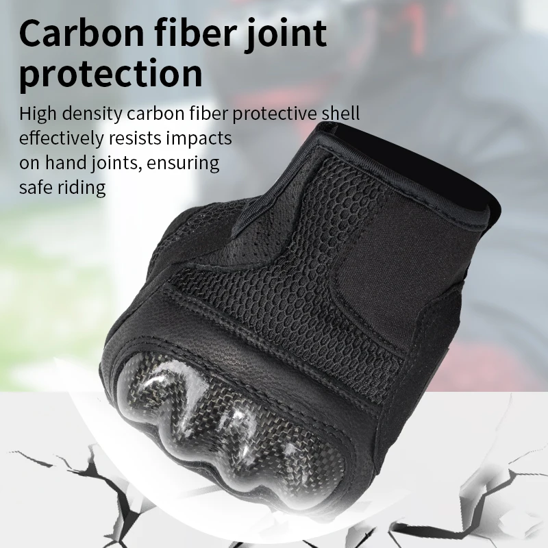 SFK Motorcycle Gloves Summer Mesh Breathable Carbon Fiber Shock Absorption Protect Full Finger Motorbike Race Riding Equipment