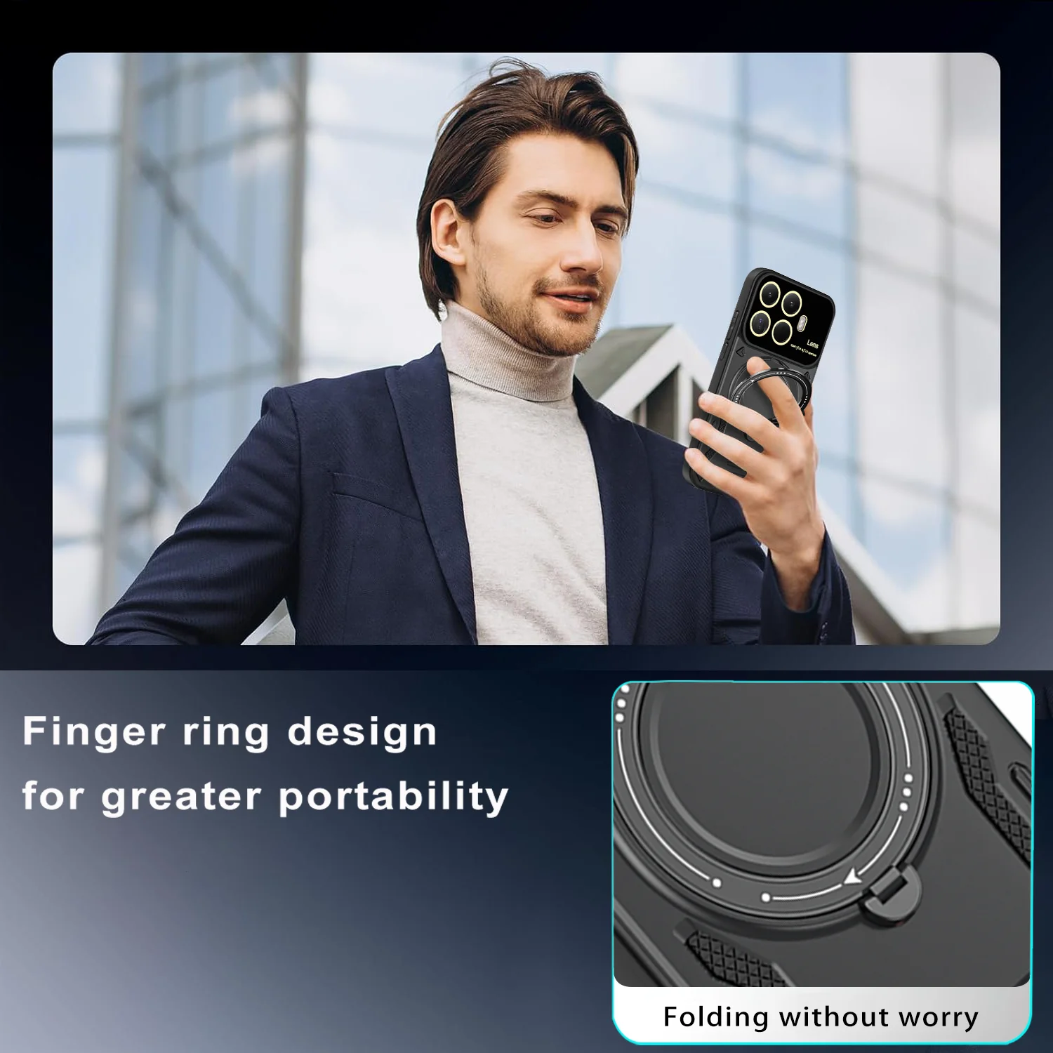 360° Rotating Magnetic Bracket Armored Phone Case with MagSafe Compatibility