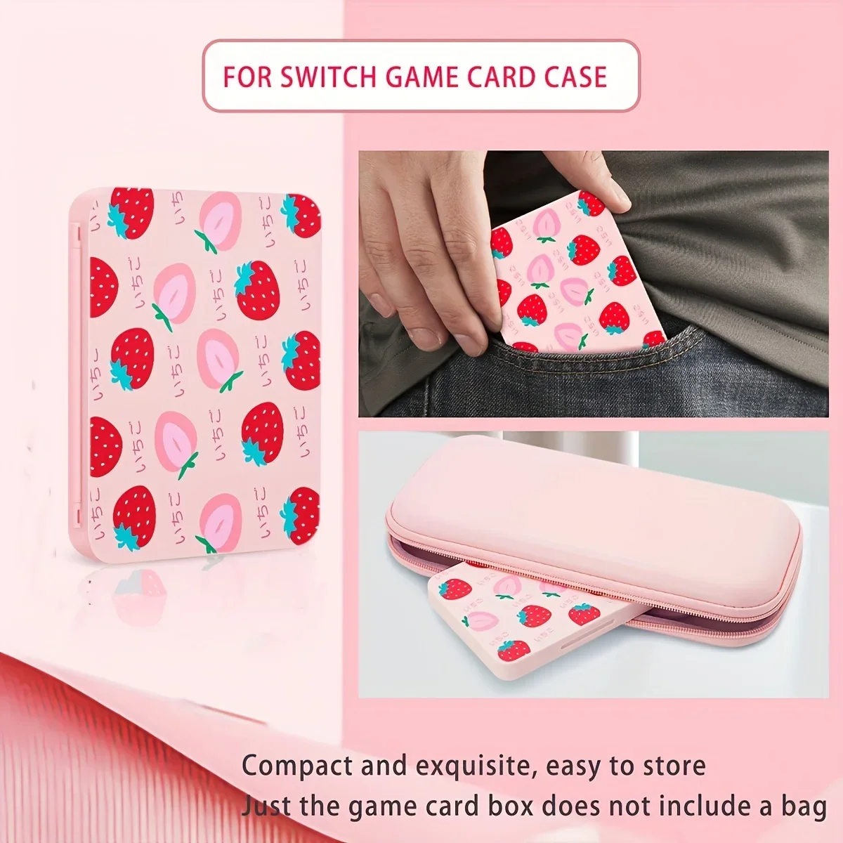 닌텐도 핑크 스트로베리 카드 케이스 - SWITCH 2, OLED/NS 게임 카드 보호, 12카드 보관함