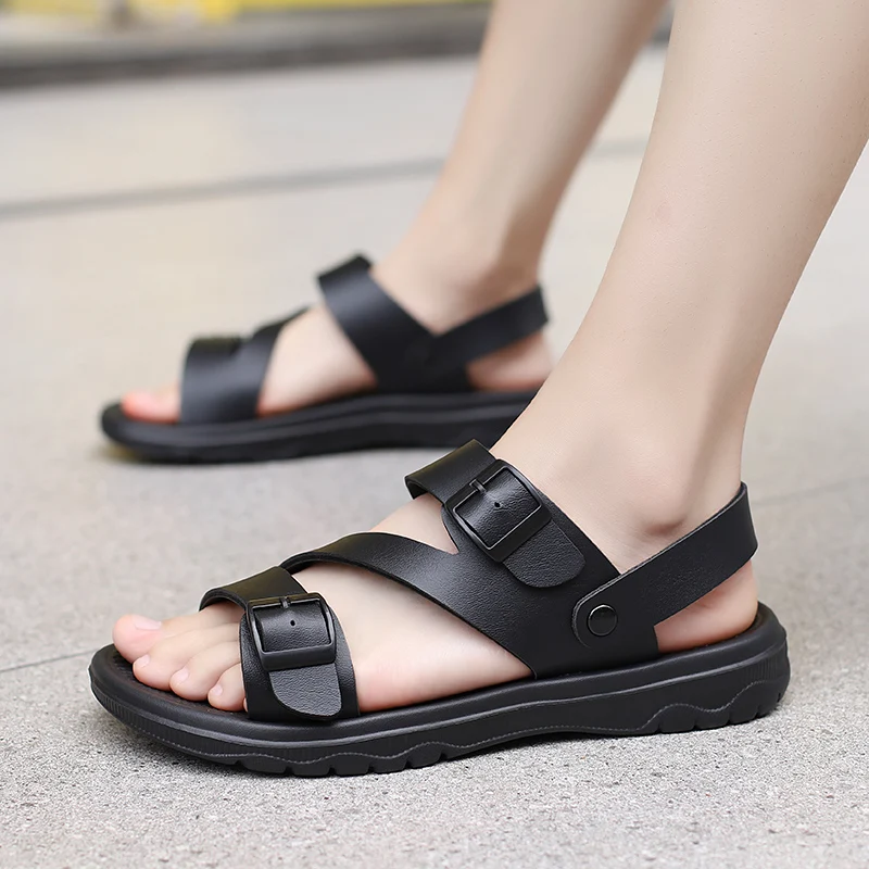 Sandals Open Shoes Men Leather Sandals Slip-on Summer Breathable