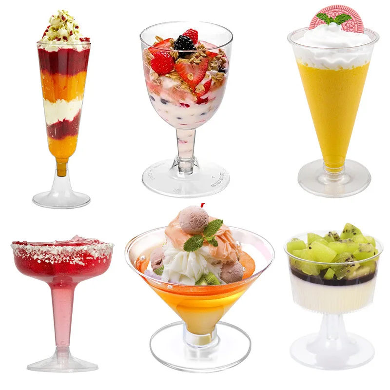 

10pcs Disposable Dessert Cups For Party Birthday Clear Wine Cup Cocktail Champagne Cup Mousse Ice Cream Pudding Cup Supplies