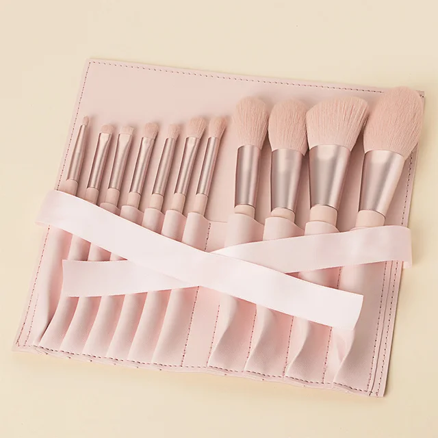 11Pcs High-quality Pink Makeup Brush Set Super Soft Foundation Brush Blush Eyeshadow Korean Cosmetic Brush Tools Wholesale