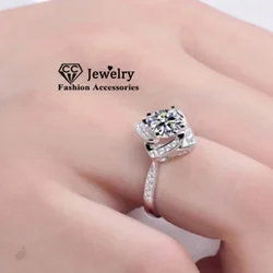 Engagement Rings for Women Romantic Fashion Jewelry Flower Rose Design Fine Bijoux Femme Wedding Bands Proposal Ring CC095