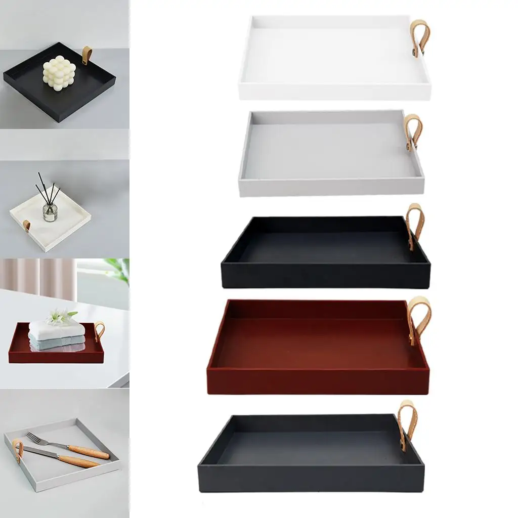 Serving Tray 8x8inch Glossy Portable Organizer for Drinks and Food Patio Bed