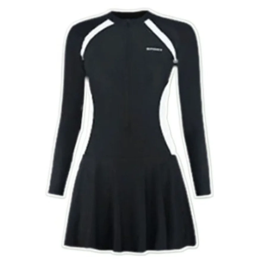 Letter Long Sleeve Zipper Skirt Swimsuit Color Blocking Beachwear Hot Spring Swimwear Sporty Style Ins Swimming Pool Swimwear