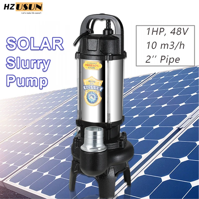 Hzusun solar tauch schlamm wasserpumpe klein dc 48v 1hp solar betriebene  vertikale zentrifugale schlamm transfer sumpf