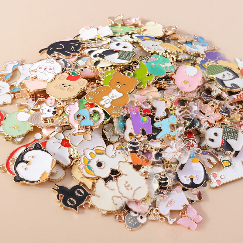 Misto 10/20 Pz Carino Animale Fascino Smalto Unicorno Anatra Gufo Cane Gatto Coniglio Ciondolo Per Orecchini Fai Da Te Accessori Gioielli Fatti A Mano