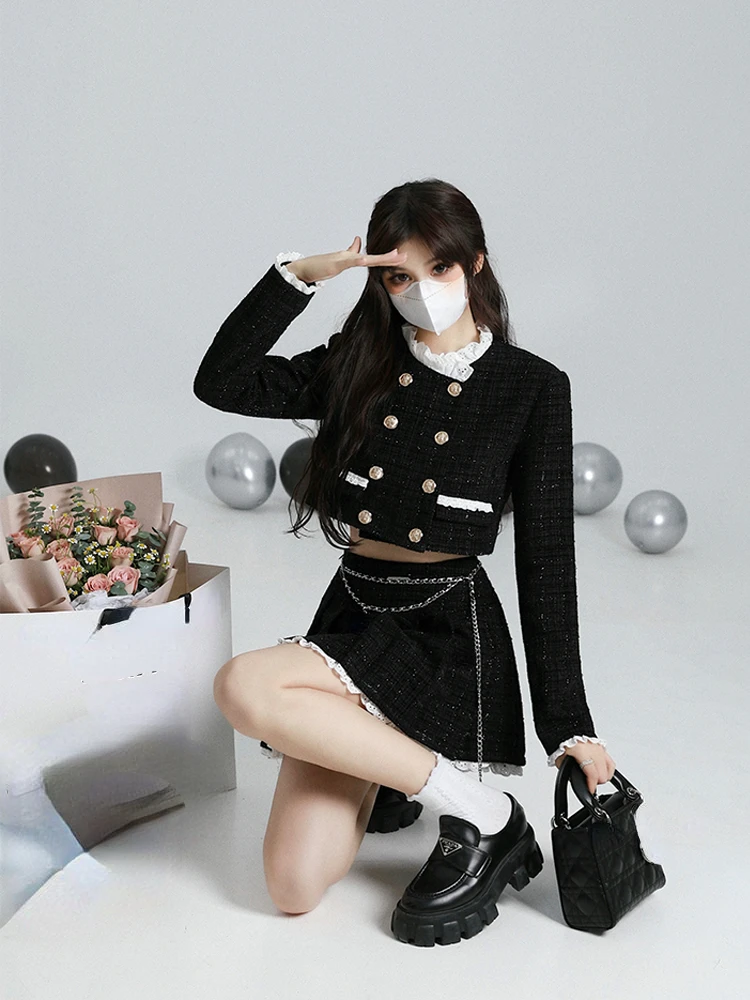 2022 Autumn Vintage Suit Korean Fashion 2 Piece Dress Set