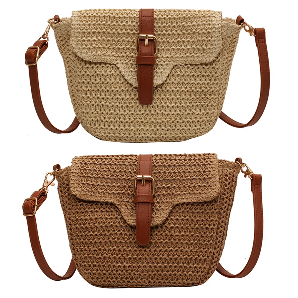 Summer Straw Woven Crossbody Bag for Women