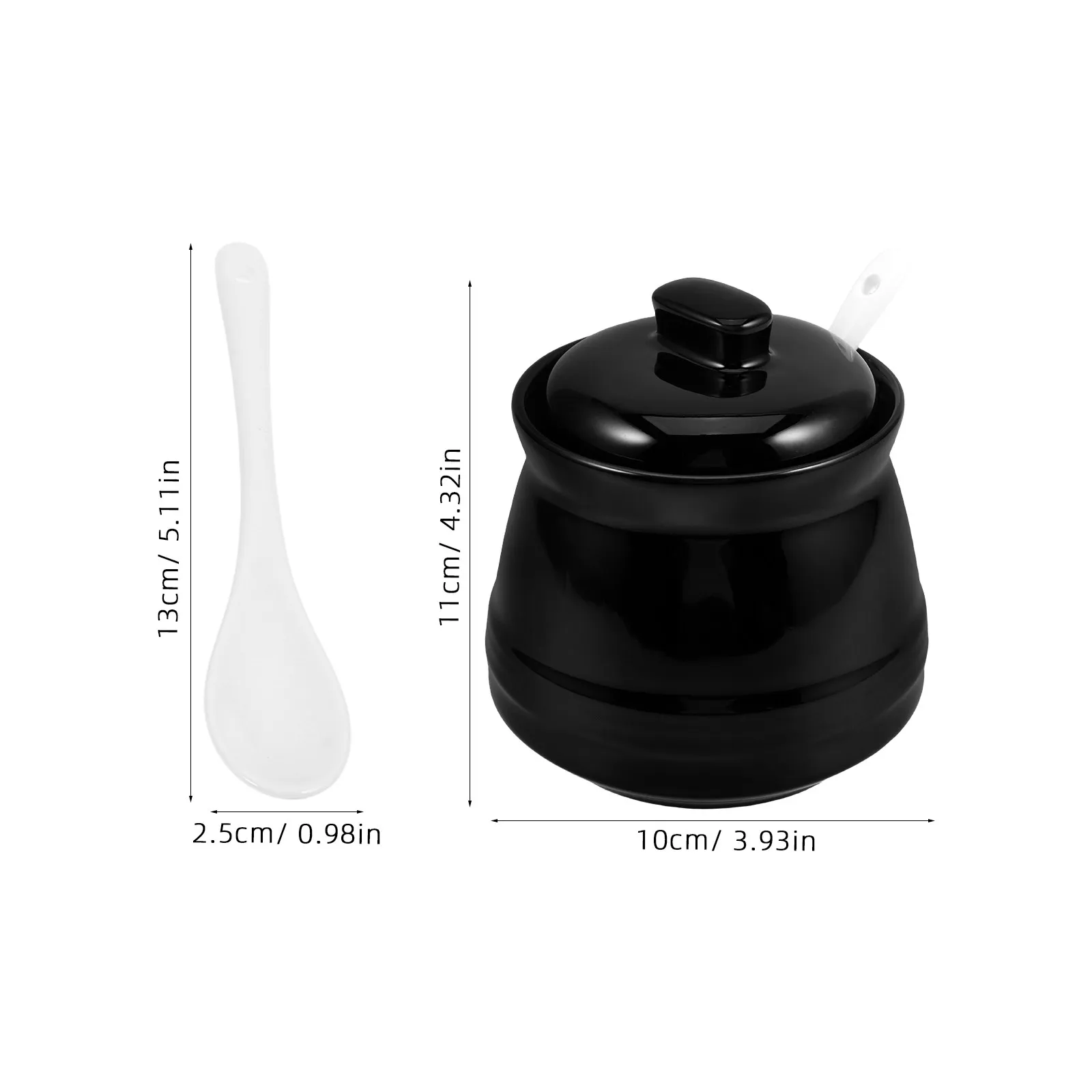 세라믹 설탕통(스푼 포함) 350ml 뚜껑 있는 양념통 주방 조리대용 신선한 향신료 보관용 세라믹 양념통