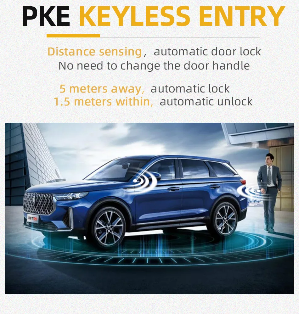 Universal PKE  keyless entry one-button start car auto push start stop engine alarm system Remote Central Lock car accessories front sensor for car