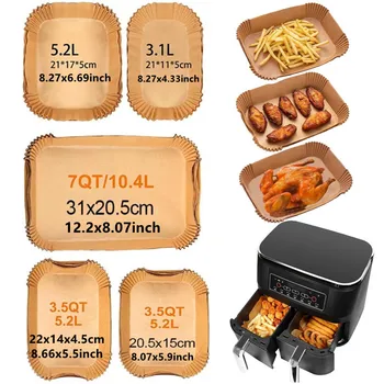 50-200pcs Rectangle Disposable Air Fryer Paper Non-Stick Airfryer Baking Paper Liner Oilproof Oven Pad Mat for Ninja for Philips