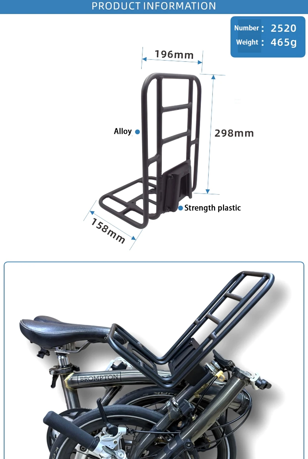 Trigo Bike S-Bag Rahmen Extender Platte Schulter Rucksack Bascket Bag Halterung für Brompton Front Carrier Fahrradzubehör – Detail 9