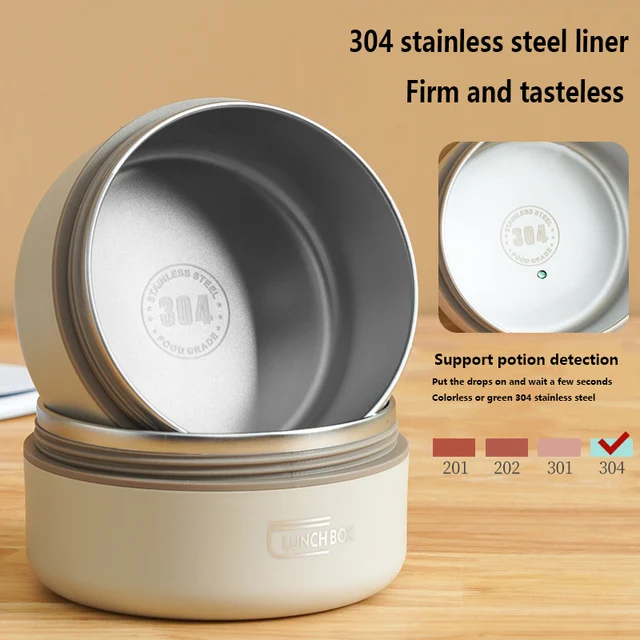 Boîte à déjeuner isolée en acier inoxydable, seau isolé, bol à soupe à Double couvercle, boîte à Bento 4