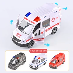 1PC Hospital Ambulance Police Metal Cars Model Pull Back Sound And Light Alloy Diecast Car Toys For Children Boys Gifts