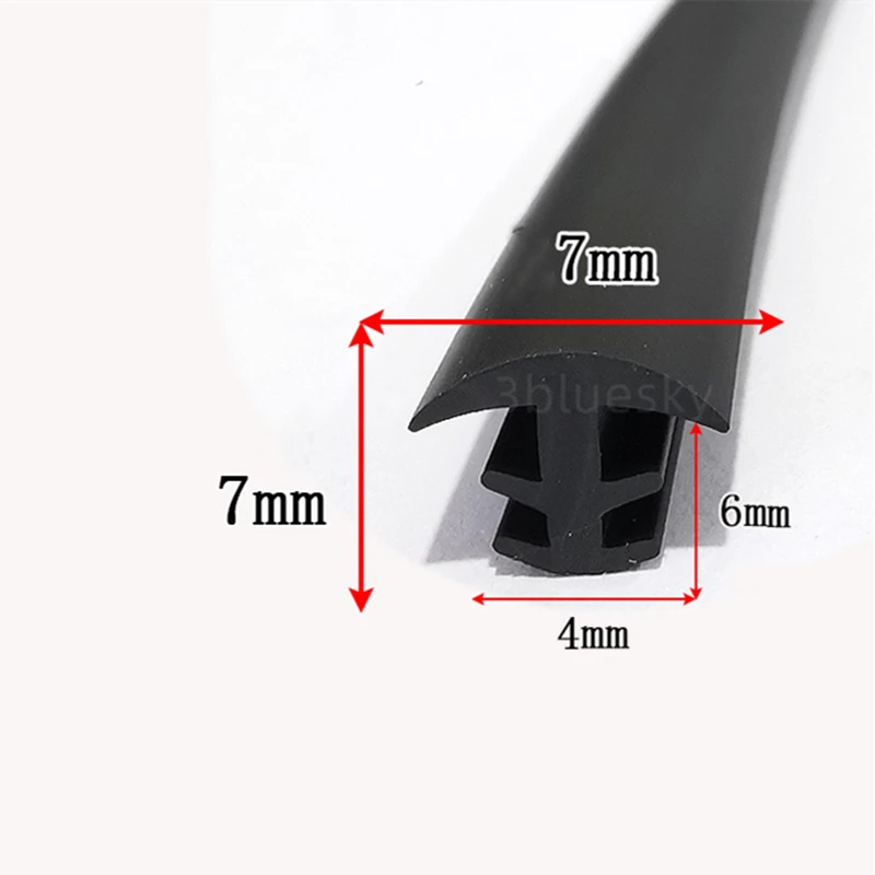 Gomma T Strip Vetro Metallo Legno Pannello Bordo Encloser Scudo Copertura Del Cavo Dell'Auto Sigillatura Solare Fotovoltaica 7X7Mm Nero