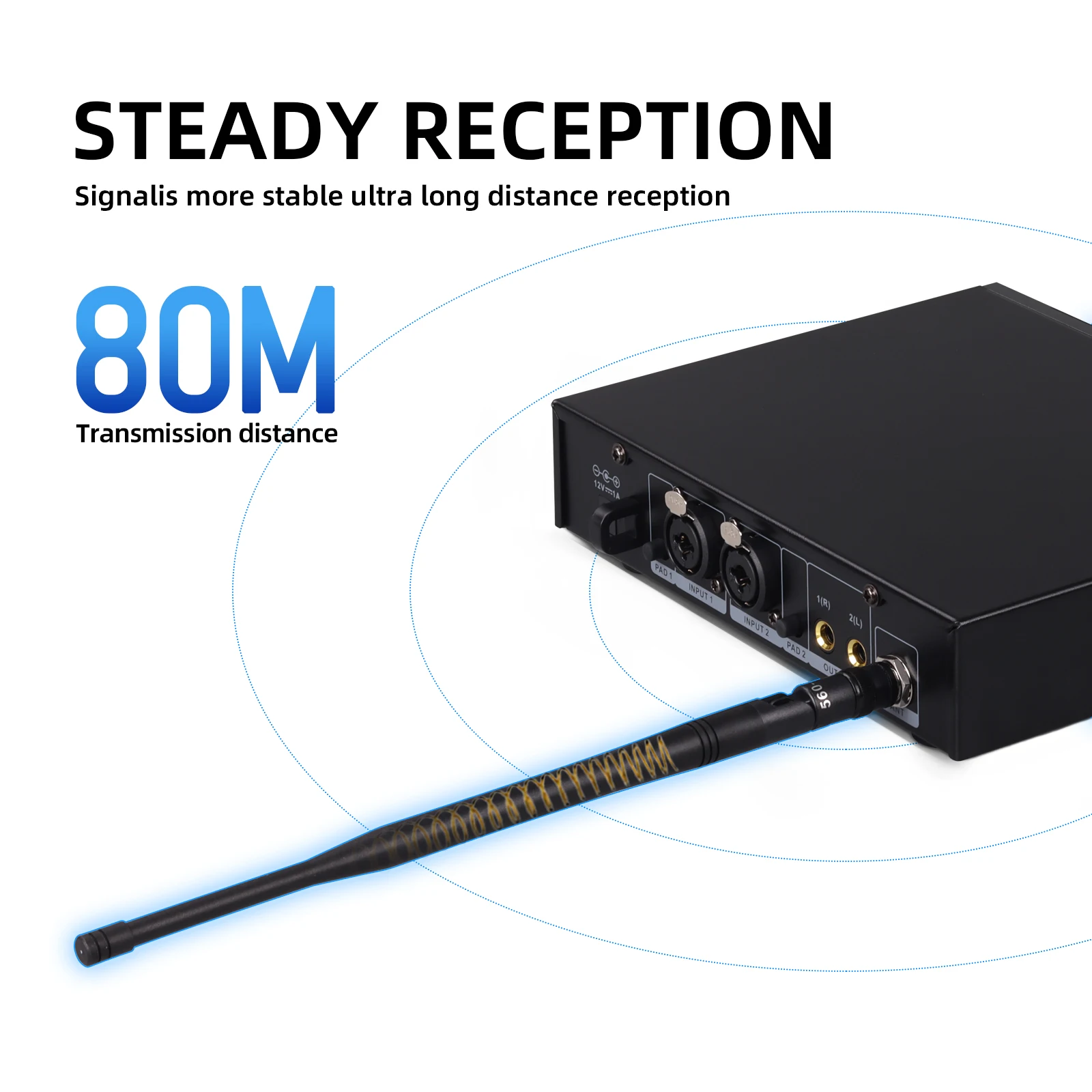 Debra SW-1 Stereo Wireless In-Ear Monitor System Frequency Range 590-599 MHz for Stage Performance Studio Church Wireless In Ear Monitor