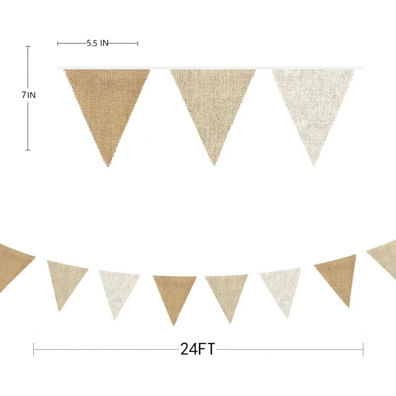 Description Picture 4 of itemRustic Boho Birthday Burlap Banner Triangle Pennant Flag Linen Bunting for Birthday Wedding Baby Shower Camping Decorations