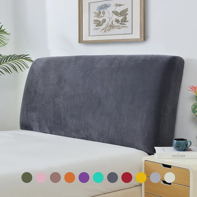 housse tete de lit  courte en peluche, couleur unie