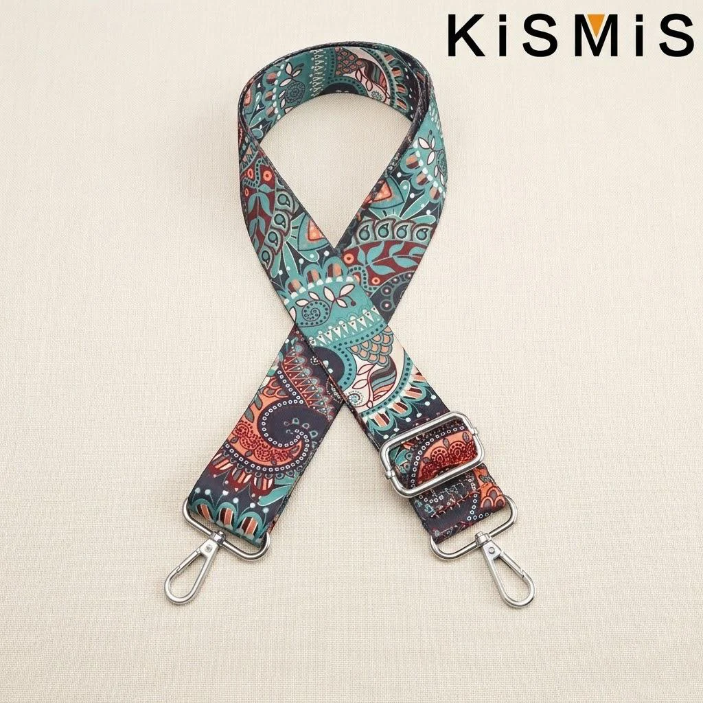 Embroidered Colorful Nylon Crossbody Strap for Women - Adjustable Fashion Shoulder Bag Accessory