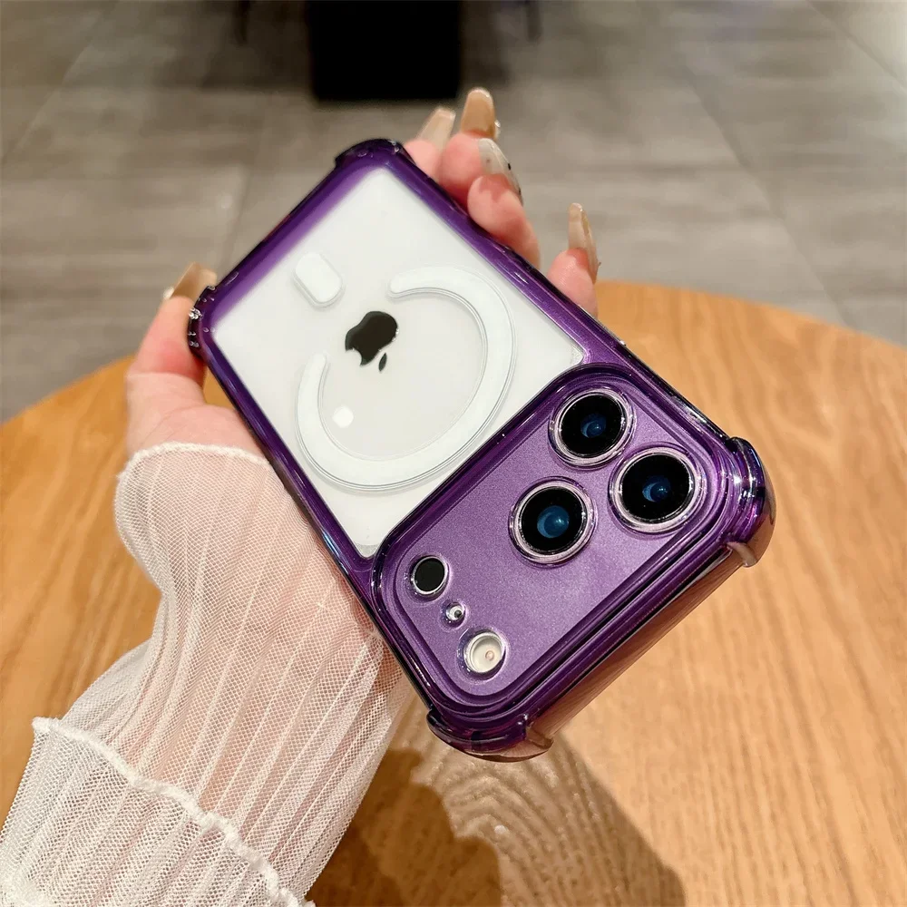 Slim Clear Magnetic Phone Case with Reinforced Corners - Shockproof Hard Cover