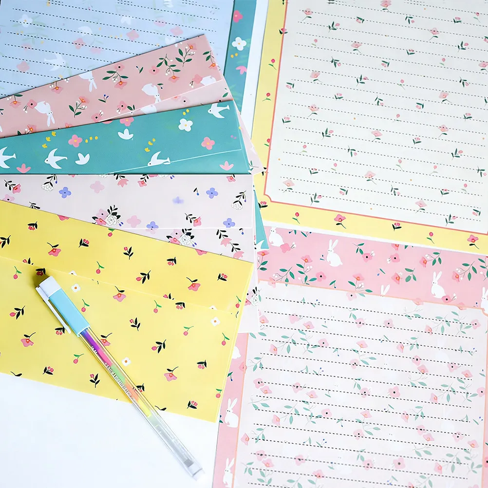 36pcs 꽃 문구 세트 노란 꽃 쓰기 용지 봉투 키트 생일 감사 메모 DIY 편지 서신용