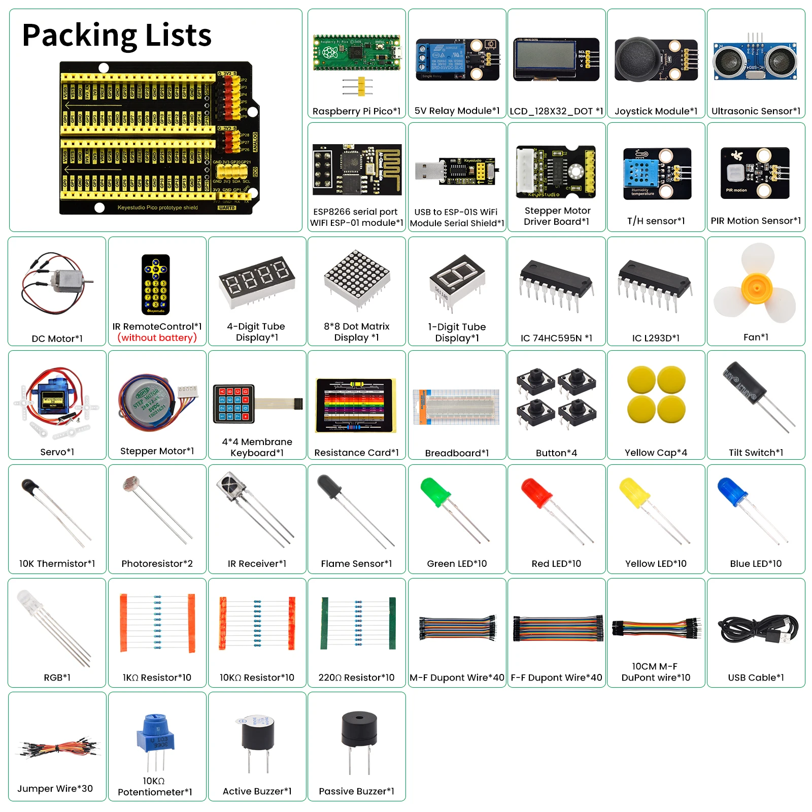 Keyestudio-raspberry Pi Pico Ultimate Starter Kit Completo Básico ...