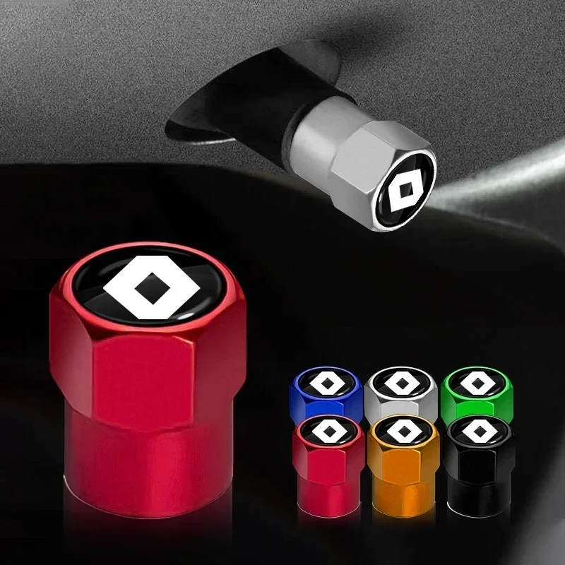 New 4Pcs Car Wheel Tire Valve Caps Air Stem Covers Accessories For Renault RS Megane 2 3 Twingo Clio Kwid Sce Captur Trafic Kwid